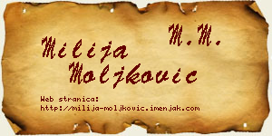 Milija Moljković vizit kartica
